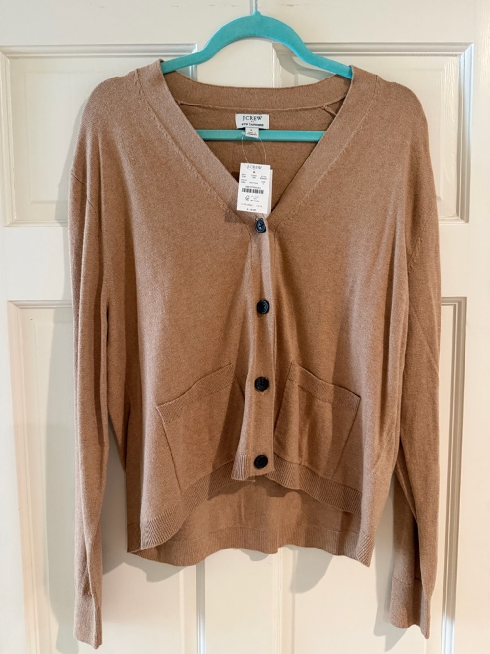 NWT J. Crew Women's Camel V-Neck Button Cardigan Sweater